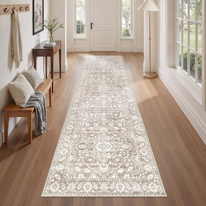 Soalmost 2.5'x8' Runner Rugs for Hallway, Washable Kitchen Runner Rug - color: Light Brown, size: 2'6" x 8' (Runner)