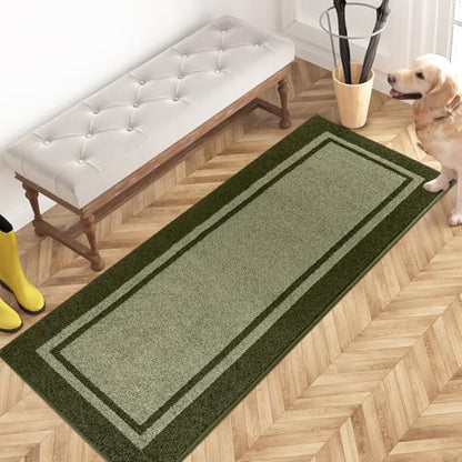PURRUGS Hallway Runner Rug, 24" x 60", Budding Green & Sage Green - color: Budding Green & Sage Green, size: 24" X 60"