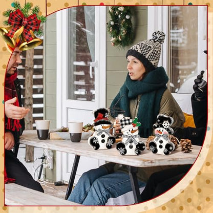 GlikCeil 3 Pcs Winter Snowman Table Decorations Christmas Wood Centerpiece - style: Snowman