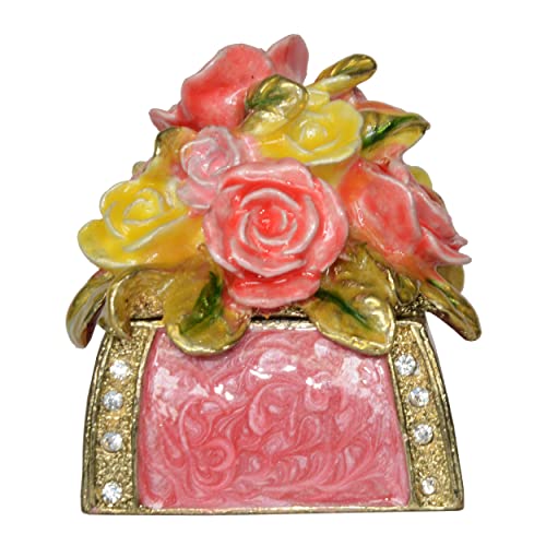 Rose Box Trinket Box Jewelry Box Hand Painted Decorative Box with Hinged Lid Ring Earring Holder Table Figurine Collectible - color: Rose Box