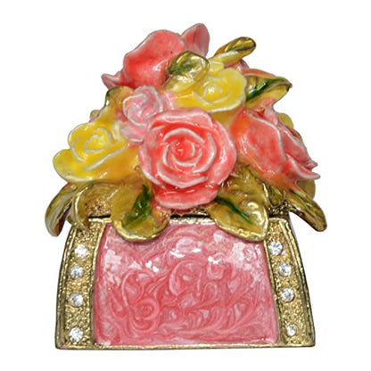 Rose Box Trinket Box Jewelry Box Hand Painted Decorative Box with Hinged Lid Ring Earring Holder Table Figurine Collectible - color: Rose Box
