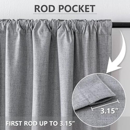 100% Blackout Curtain 84 inch Length Faux Linen (W100 x L84, Beige) - color: Beige, size: 100"W x 84"L (Pack of 1)