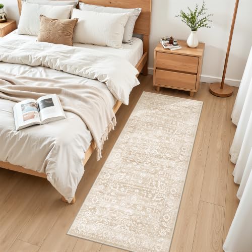 Soalmost Runner Rug Non-Slip for Kitchen 2x5, Washable Soft Hallway Rug - color: Beige, size: 2' x 5' (Runner)