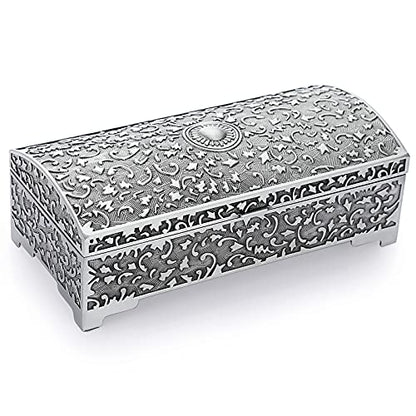 Hipiwe Vintage Metal Jewelry Box Treasure Chest Case Ring Holder, Medium - size: Medium
