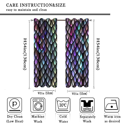 Fantasy Dragon Blackout Curtains for Bedroom,Vintage Mid Century Pink Purple Watercolor Metal Dragon Scales Room Darkening Window Curtains with Grommets - 2 Panels 54L x 21W - color: Fantasy Dragon, size: 42"W x 54"L (Pack of 1)
