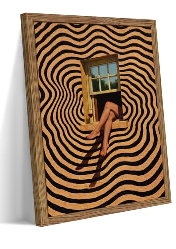 Framed Vintage Abstract Canvas Wall Art, Retro Woman Legs in Window Poster Print, Modern Minimalist Eclectic Artwork, Trippy Surreal Wall Decor for Living Room Bedroom Dormitory, 8x10in - color: Delightful Summer, size: 10"L x 8"W