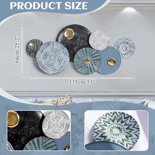 Metal Geometric Round Wall Art Coastal Nautical 3D Wall Decor 53"x25" - color: Style 3