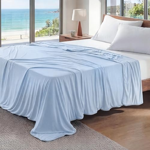 Bedsure Silky Soft Cooling Blanket Queen Size, 90"x90", Light Blue - color: 09- Light Blue, size: Queen (90" X 90")