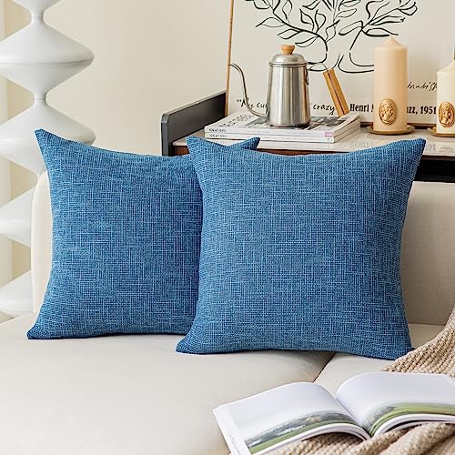 Kevin Textile Faux Linen Home Decorative Hand Made Cushion Cover Pillowcase for Nap, Hidden Zipper, 18"x18"(2 Pieces, Navy Blue) - color: Navy Blue, size: 18" x 18" (Pack of 2)