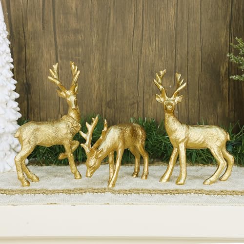 Lulu Home 3 PCS Christmas Reindeer Figurines, Peer (Textured) - style: 3 Peers with Texture