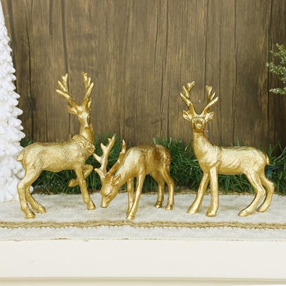 Lulu Home 3 PCS Christmas Reindeer Figurines, Peer (Textured) - style: 3 Peers with Texture