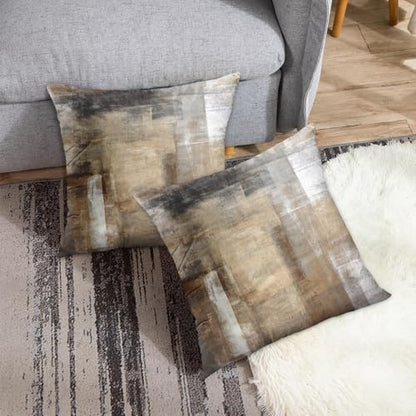 Britimes Throw Pillow Covers Set of 2, 16 x 16 Inch, Grey Brown Beige - color: Brown Beige, size: 16" x 16" (Pack of 2)