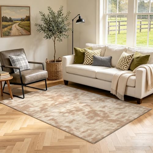 3x5 Tie-dye Beige Area Rug Washable Non-Slip Soft Thin for Bedroom Kitchen - color: 01 Tie-dye Beige, size: 3' x 5' (Rectangular)