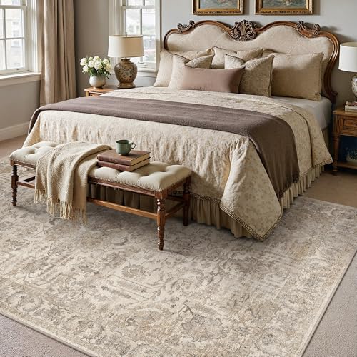 HUGEAR 5x7 Beige Vintage Distressed Washable Area Rug for Living Room - color: C| Beige, size: 5' x 7' (Rectangular)