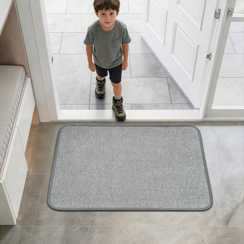 HDFK Dot Front Door Mat Grey 30x17inches Non-Slip Low-Profile Indoor - color: Solid Gray, size: 30"x17"