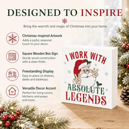 I Work With Absolute Legends Sign, Funny Christmas Wood Box Coworker Gift - color: Style 5