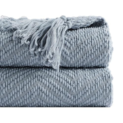 BATTILO HOME Blue Grey Chenille Throw Blanket for Couch, 60"x80" - color: Bluish Grey, size: 60"x80"