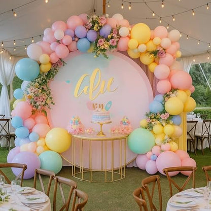 Patimate Pastel Balloons Set 50 pcs 12 inch Macaron Latex Balloons Kit - color: Pastel