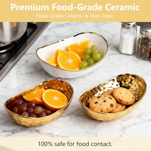 Gets 3 Tier Fruit Bowl Ceramic Metal Stand Tiered Serving Tray Gold - color: Gold