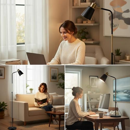 LALISU Floor Lamp Industrial Floor Lamps Reading Farmhouse Standing Lamp - color: Black