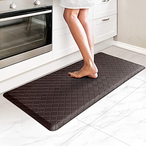 HappyTrends Kitchen Mat Cushioned Anti-Fatigue Kitchen Rug,17.3"x39",Thick Waterproof Non-Slip Kitchen Mats and Rugs Heavy Duty Ergonomic Comfort Rug for Kitchen,Floor,Office,Laundry,Chocolate - color: Chocolate, size: 39"L x 17.3"W x 0.5"Th