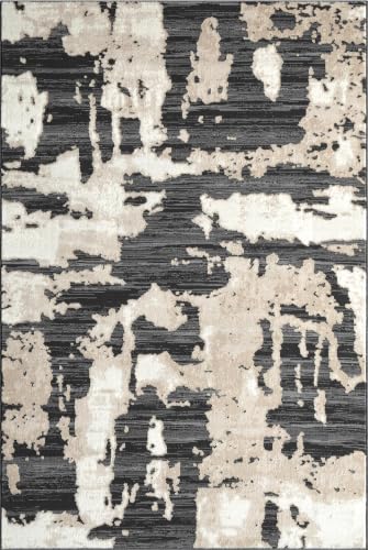Abani Black and Cream Area Rug | 10' x 14' Tan and Beige Abstract Pattern | Perfect for Living Room and Bedroom | Terra Collection - color: Grey, size: 10' x 14' (Rectangular)