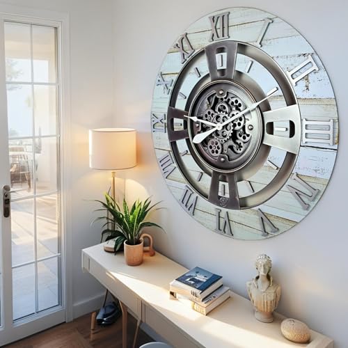 ImprovingLife The Gears Clock Real Moving Gear Wall Clock England Line (Desert Beige, 24 inches (60 cm)) - color: Desert Beige, size: 24 inches (60 cm)