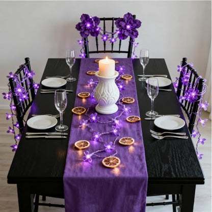 9.8ft 30 LED Purple Cherry Blossom Flower, USB/Battery Operated Fairy Light - color: Purple