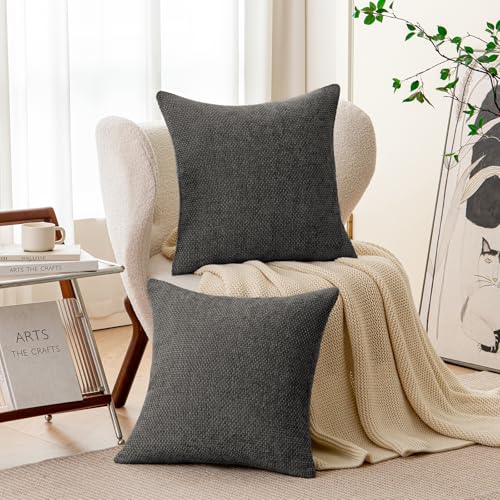 a moment Black Chenille Throw Pillow Covers 22x22 Inch Pack of 2 Modern Decorative Throw Pillow Covers Farmhouse Cross Covers Home Decor for Sofa Bedroom Living Room - color: Black, size: 22" x 22" (Pack of 2)