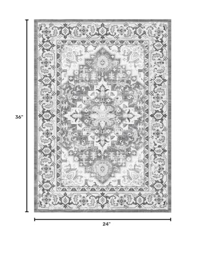 Lessymo 2 x 3 Entryway Rug Machine Washable Boho Area Rug for Bedroom, Grey - color: Grey Beige, size: 2' x 3' (Rectangular)