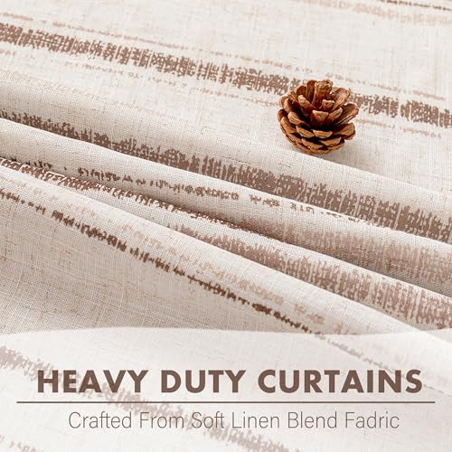 MYSKY HOME Farmhouse Striped Linen Curtains 100% Blackout 52Wx63L,2 Panels - color: Taupe/Blackout, size: 52"W x 63"L (Pack of 2)