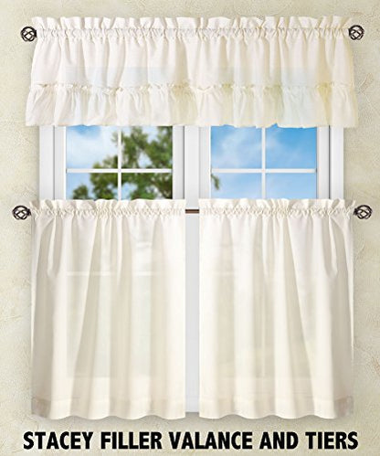 Ellis Curtain Stacey 54-by-13 Inch Ruffled Filler Valance (Ice Cream) - color: Ice Cream