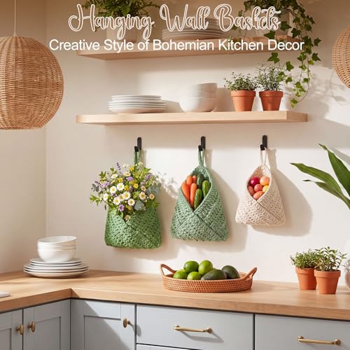 Honeydak 3 Hanging Baskets, Sage Green Mix, Envelope Basket - color: Sage Green Mix, style: Envelope Basket