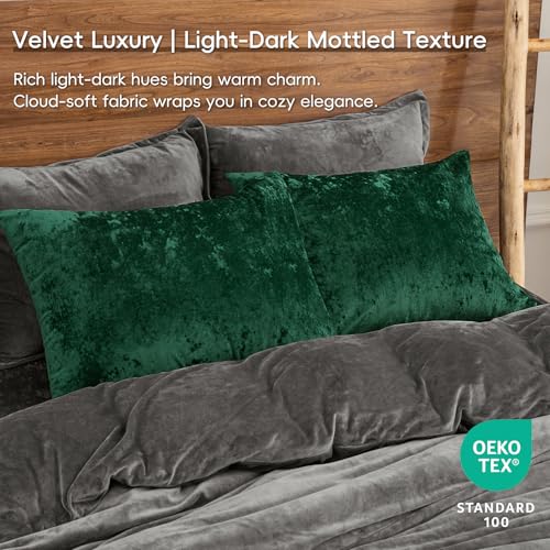 PHF Truly Velvet Pillowcases King Size 20" x 36", Emerald Green, No Insert - color: Emerald Green, size: 36" x 20" (Pack of 2)