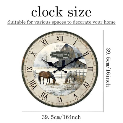 16 Inch Big Farmhouse Wall Clocks Battery Operated - color: Beige1, size: 16 Inch