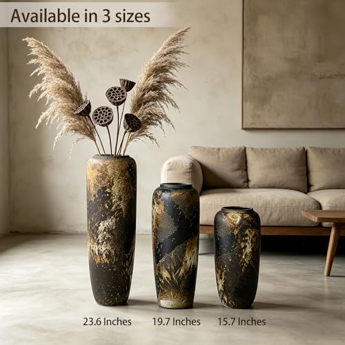 Rustic Ceramic Floor Vase, 19.7 Inch, Clay Farmhouse Large Decor - size: 19.7 Inch