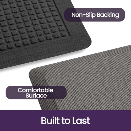 DEXI Anti Fatigue Kitchen Mat Cushioned, 20x60 Waterproof Runner Rug, Grey - color: Grey, size: 60"L x 20"W x 0.9"Th