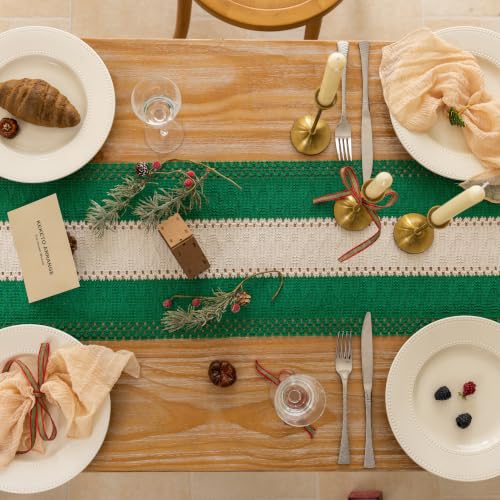 Keketoarrange Christmas Green Boho Table Runner 12x48 Inch - color: Christmas Green, size: 48"L