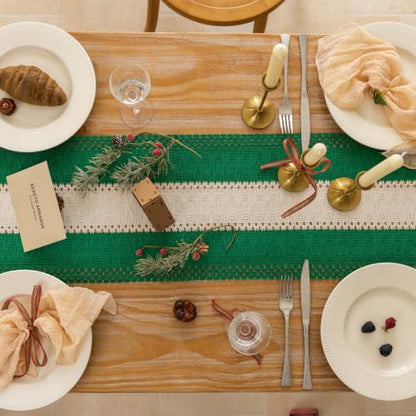 Keketoarrange Christmas Green Boho Table Runner 12x48 Inch - color: Christmas Green, size: 48"L