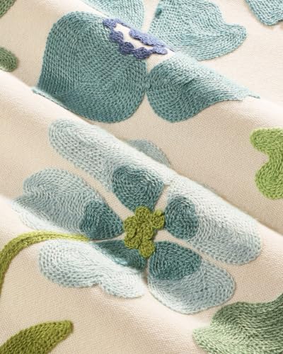 Embroidered Floral Throw Pillow Cover 18x18 Inch, Teal Flower - color: Teal Flower, size: 18" x 18" (Pack of 1)