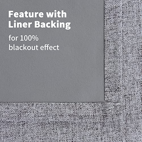 YoungsTex Grey Linen Blackout Curtains 40 Inch Length for Bedroom 2 Panels - color: Grey, size: 42"W x 40"L (Pack of 2)