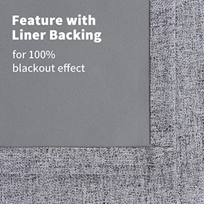 YoungsTex Grey Linen Blackout Curtains 40 Inch Length for Bedroom 2 Panels - color: Grey, size: 42"W x 40"L (Pack of 2)
