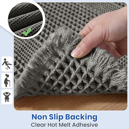 Waffle Bathroom Rugs Non Slip Quick-Dry Hallway Bedroom Dark Gray - color: Dark Gray, size: 2' x 6'