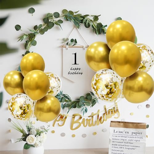 ZJDHPTY Gold Birthday Decorations, 4 Set Balloon Stand with Gold Balloons - color: Gold 4