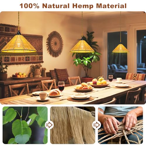 Maliralt Hanging Lamps Rattan Pendant Light - 16.4ft Plug in Cord Hanging Light Fixture Plug Into Wall Outlet Pendant Lighting with On Off Switch for Bedroom Living (Industrial Shade) - size: 7.88 Inch - Industrial Shade