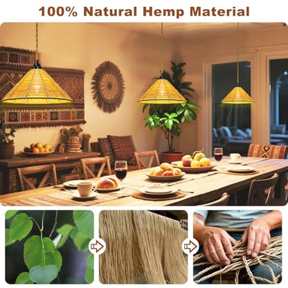 Maliralt Hanging Lamps Rattan Pendant Light - 16.4ft Plug in Cord Hanging Light Fixture Plug Into Wall Outlet Pendant Lighting with On Off Switch for Bedroom Living (Industrial Shade) - size: 7.88 Inch - Industrial Shade