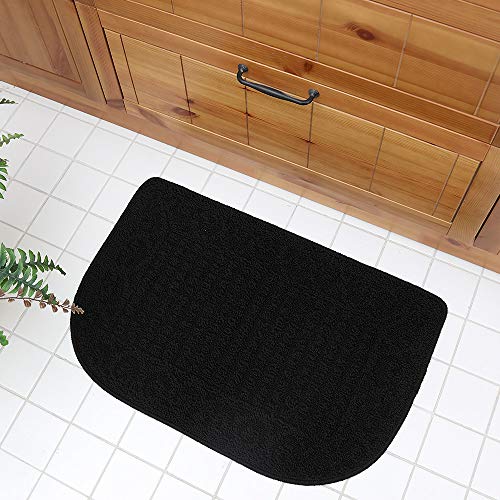 COSY HOMEER 27x18 Half Round Kitchen Rug,Non Slip Washable Mat,Black 3PCS - color: Black 3pcs, size: 1'6" x 2'3" (Semicircular)
