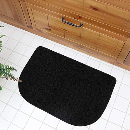 COSY HOMEER 27x18 Half Round Kitchen Rug,Non Slip Washable Mat,Black 3PCS - color: Black 3pcs, size: 1'6" x 2'3" (Semicircular)