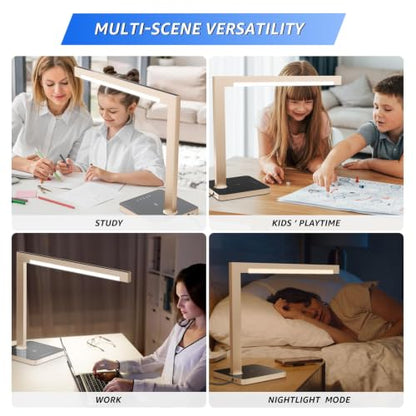 Dimmable Desk Lamp with Charging Station, 15W CCT Table Lamp - color: Golden