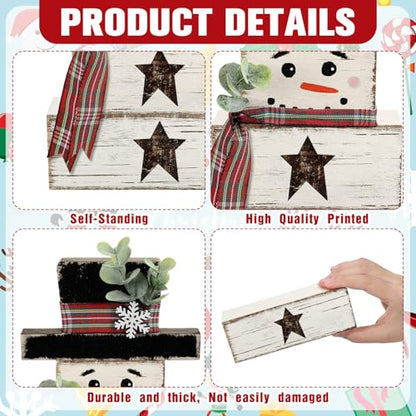 Yousoontic 4 Pcs Winter Snowman Figurines Set, Rustic Farmhouse Decor - style: Snowman